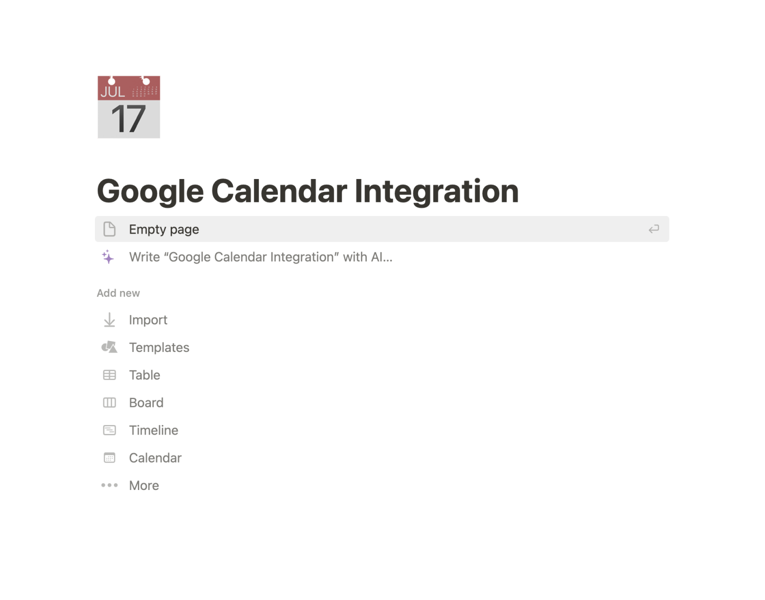 Create a Notion Page
